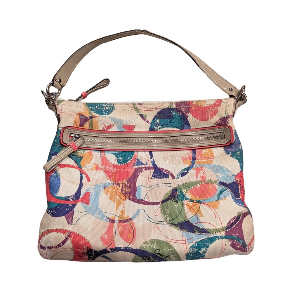 Coach Multicolor Circle Print Shoulder Bag - Cream, Pink, Blue, Green, Purple